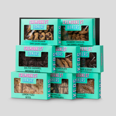 Gift Hampers from Cremorne Street Hampers. Boxes of delicious slices from Cremorne Street Bakers delivered with same day shipping. New house Hamper. New Baby gift hamper. Sympathy Hamper
